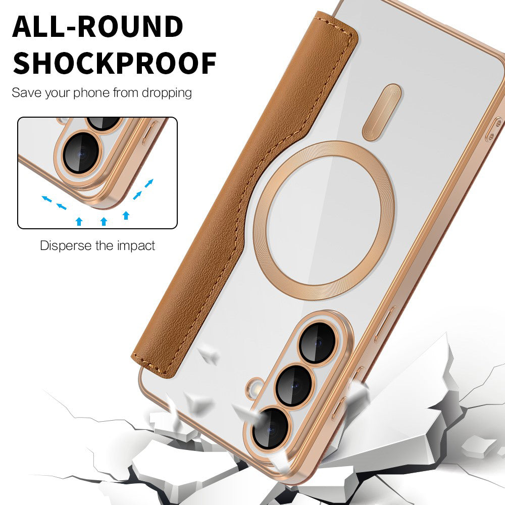 Husa MagSafe pentru Samsung Galaxy S26, Techsuit, SmartMag Book, Maro