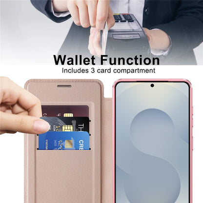 Husa MagSafe pentru Samsung Galaxy S26, Techsuit, SmartMag Book, Roz