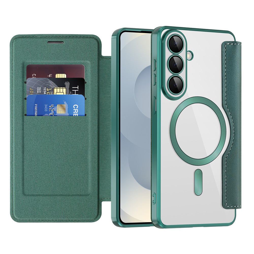Husa MagSafe pentru Samsung Galaxy S26 S942, Techsuit, SmartMag Book, Verde