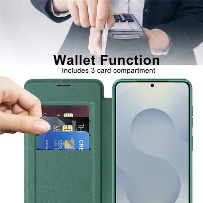 Husa MagSafe pentru Samsung Galaxy S26 S942, Techsuit, SmartMag Book, Verde
