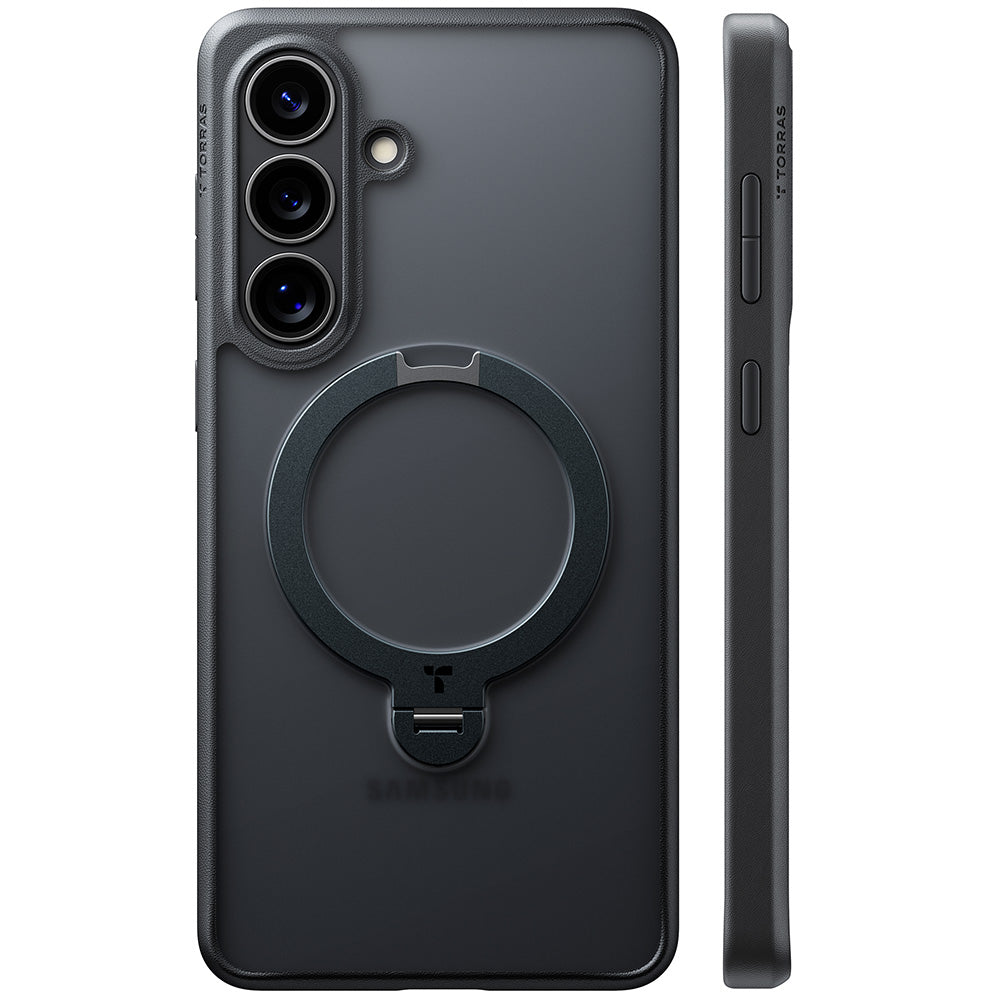 Husa MagSafe pentru Samsung Galaxy S26 S942, Torras, Ostand Spin, Neagra