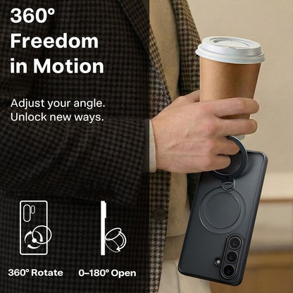 Husa MagSafe pentru Samsung Galaxy S26 S942, Torras, Ostand Spin, Neagra