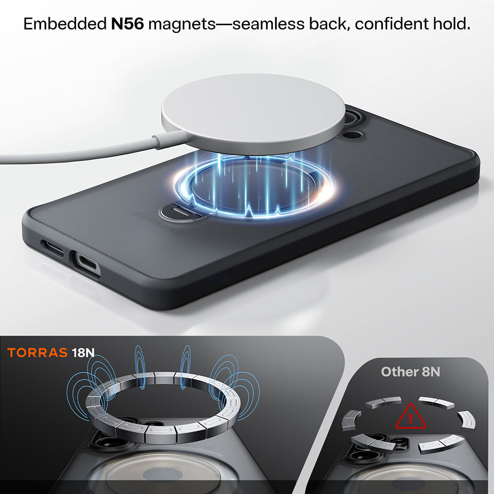 Husa MagSafe pentru Samsung Galaxy S26 S942, Torras, Ostand Spin, Neagra