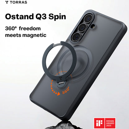 Husa MagSafe pentru Samsung Galaxy S26 S942, Torras, Ostand Spin, Neagra