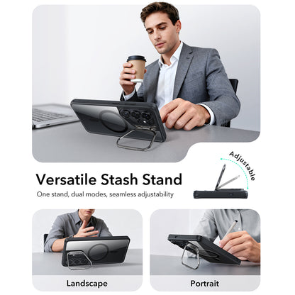 Husa MagSafe pentru Samsung Galaxy S26 Ultra, ESR, Classic Hybrid Kickstand, Neagra Transparenta