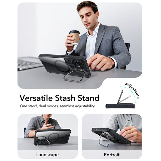 Husa MagSafe pentru Samsung Galaxy S26 Ultra, ESR, Classic Hybrid Kickstand, Neagra Transparenta