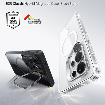 Husa MagSafe pentru Samsung Galaxy S26 Ultra, ESR, Classic Hybrid Kickstand, Neagra Transparenta