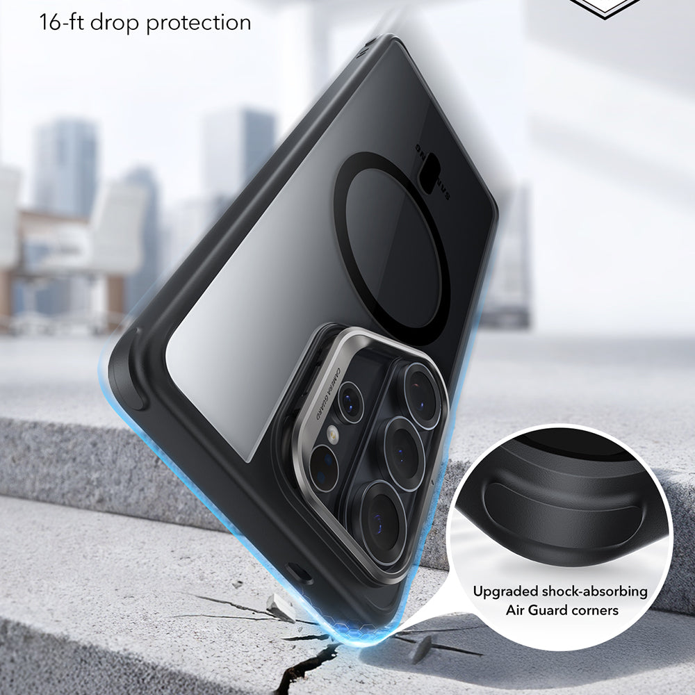 Husa MagSafe pentru Samsung Galaxy S26 Ultra, ESR, Classic Hybrid Kickstand, Neagra Transparenta