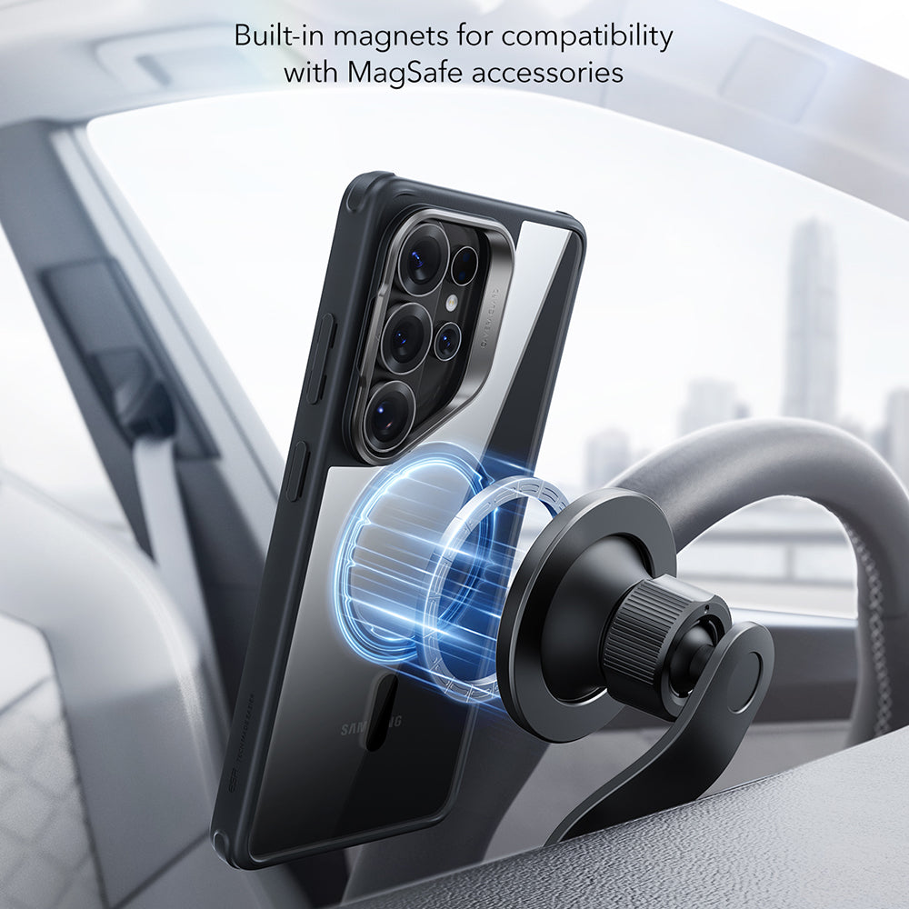 Husa MagSafe pentru Samsung Galaxy S26 Ultra, ESR, Classic Hybrid Kickstand, Neagra Transparenta