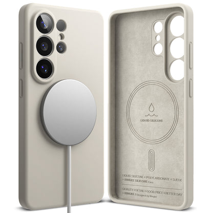 Husa MagSafe pentru Samsung Galaxy S26 Ultra, Ringke, Silicone, Crem