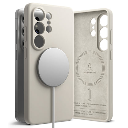 Husa MagSafe pentru Samsung Galaxy S26 Ultra, Ringke, Silicone, Crem