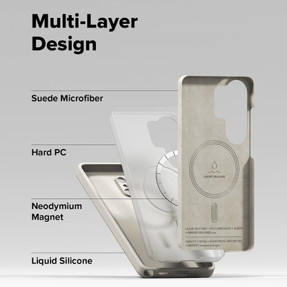 Husa MagSafe pentru Samsung Galaxy S26 Ultra, Ringke, Silicone, Crem