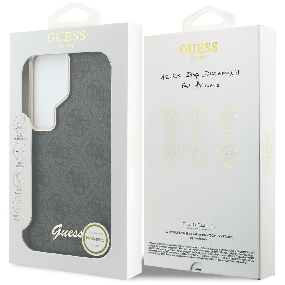Husa MagSafe pentru Samsung Galaxy S26 Ultra S948, Guess, 4G Script Logo, Neagra