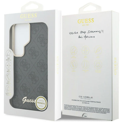 Husa MagSafe pentru Samsung Galaxy S26 Ultra S948, Guess, 4G Script Logo, Neagra