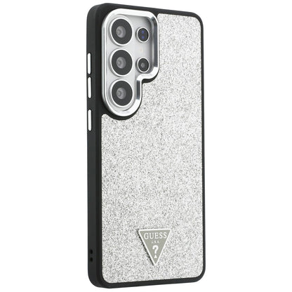 Husa MagSafe pentru Samsung Galaxy S26 Ultra S948, Guess, Fixed Glitter Triangle Logo, Argintie