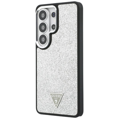 Husa MagSafe pentru Samsung Galaxy S26 Ultra S948, Guess, Fixed Glitter Triangle Logo, Argintie
