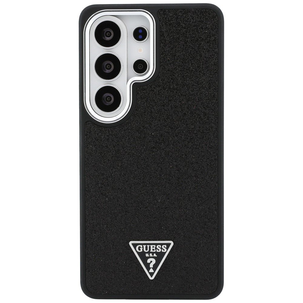 Husa MagSafe pentru Samsung Galaxy S26 Ultra S948, Guess, Fixed Glitter Triangle Logo, Neagra