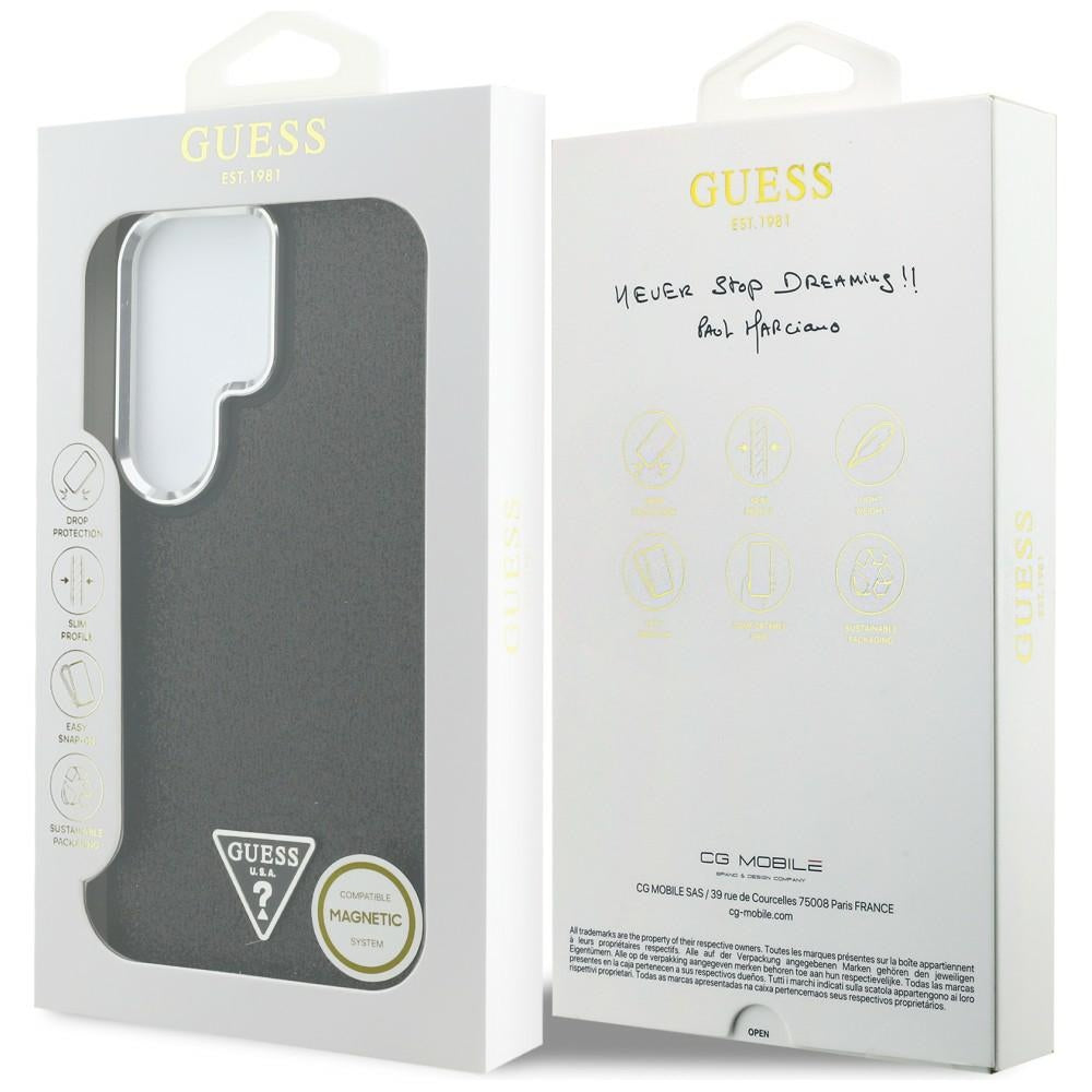 Husa MagSafe pentru Samsung Galaxy S26 Ultra S948, Guess, Fixed Glitter Triangle Logo, Neagra