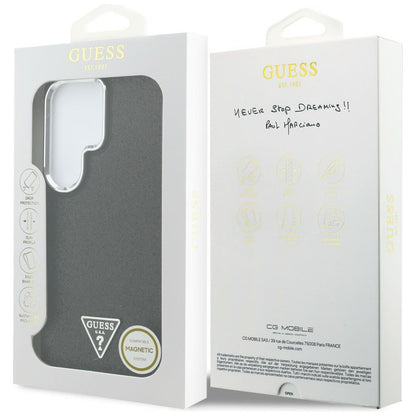 Husa MagSafe pentru Samsung Galaxy S26 Ultra S948, Guess, Fixed Glitter Triangle Logo, Neagra