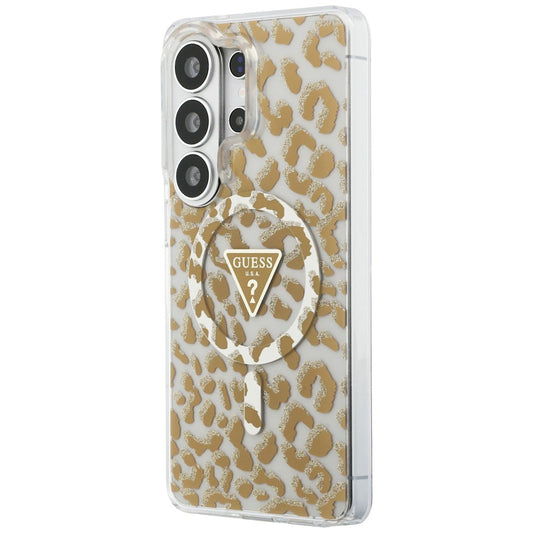Husa MagSafe pentru Samsung Galaxy S26 Ultra S948, Guess, IML Leopard Pattern, Maro