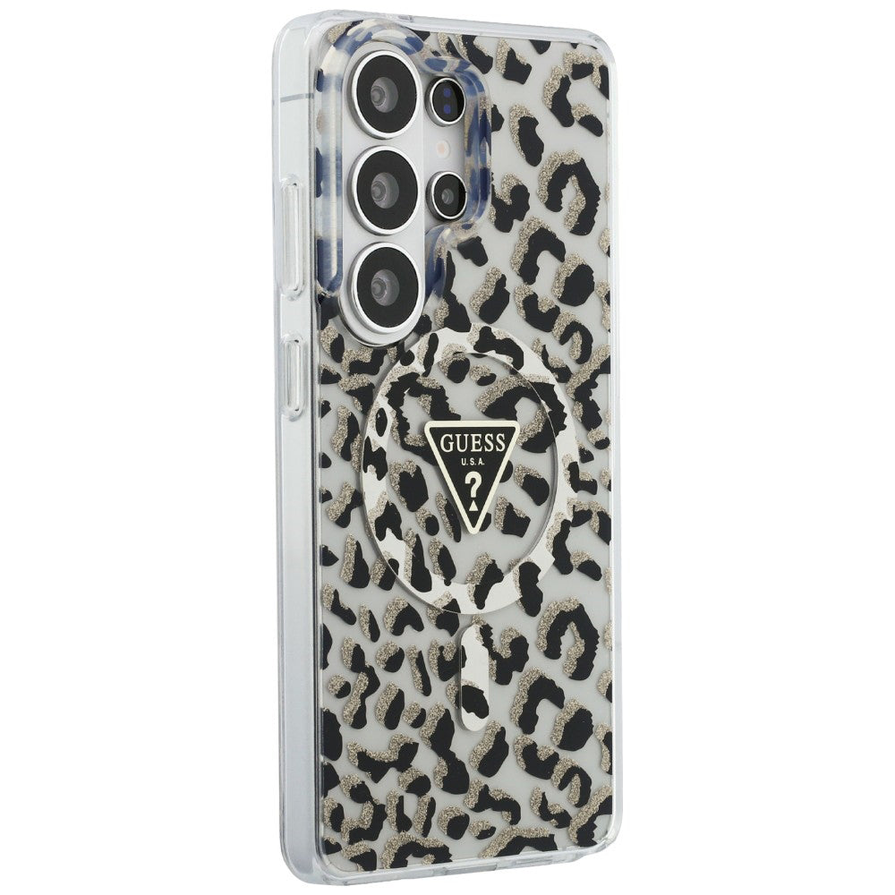 Husa MagSafe pentru Samsung Galaxy S26 Ultra S948, Guess, IML Leopard Pattern, Neagra