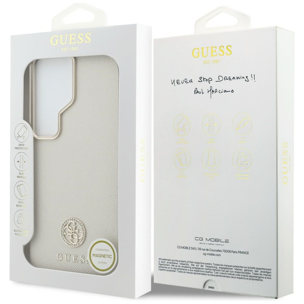 Husa MagSafe pentru Samsung Galaxy S26 Ultra S948, Guess, Rhinestone Round Logo, Bej