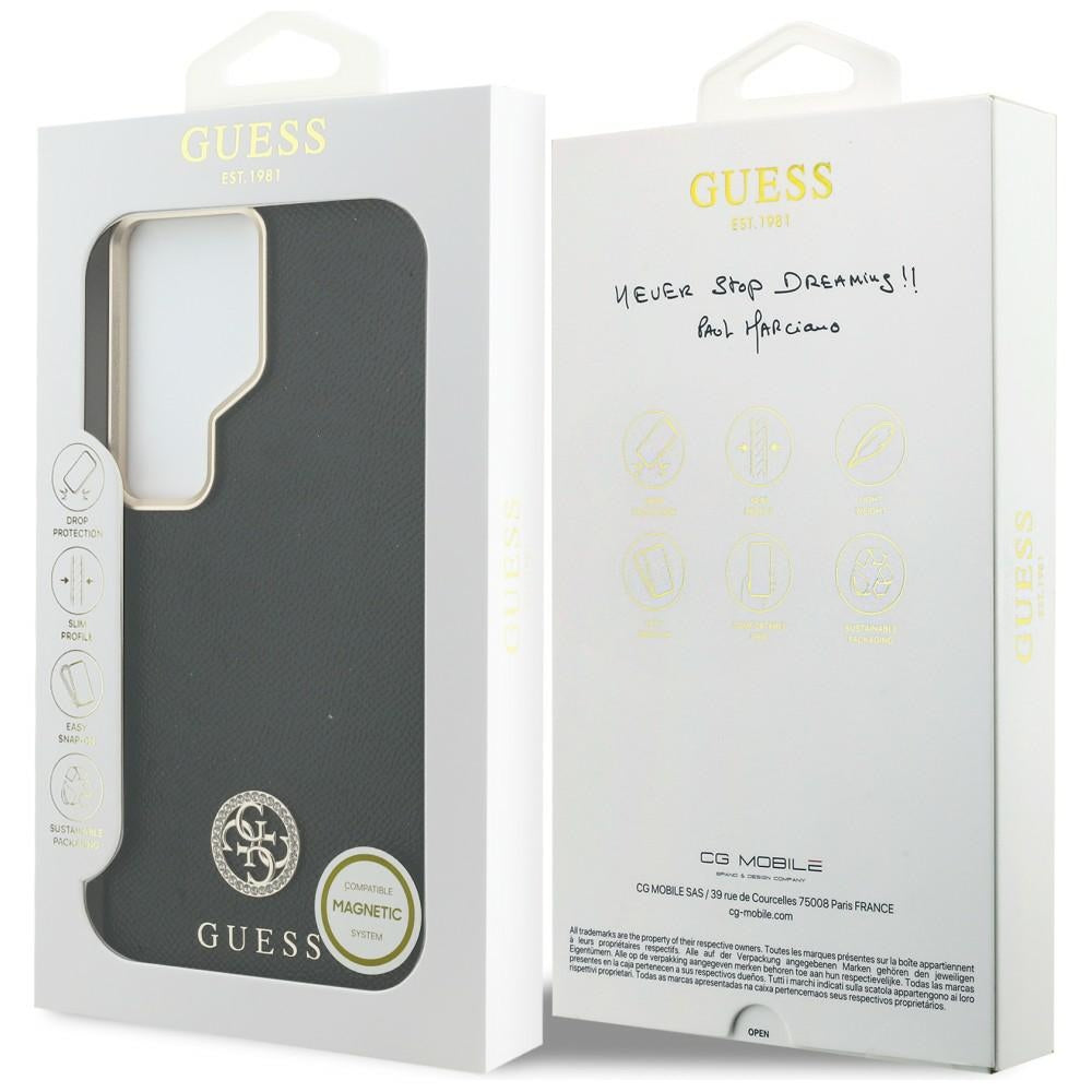 Husa MagSafe pentru Samsung Galaxy S26 Ultra S948, Guess, Rhinestone Round Logo, Neagra