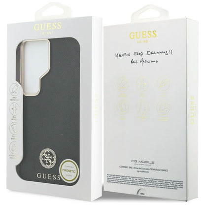 Husa MagSafe pentru Samsung Galaxy S26 Ultra S948, Guess, Rhinestone Round Logo, Neagra