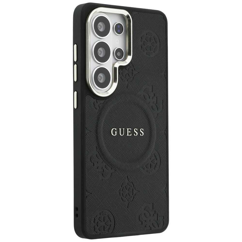 Husa MagSafe pentru Samsung Galaxy S26 Ultra S948, GUESS, Saffiano Peony Embossed Ring, Neagra