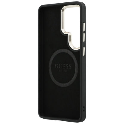 Husa MagSafe pentru Samsung Galaxy S26 Ultra S948, GUESS, Saffiano Peony Embossed Ring, Neagra