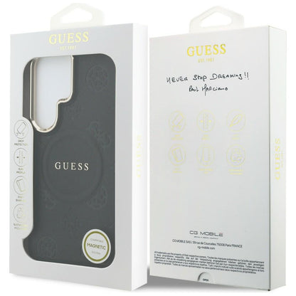 Husa MagSafe pentru Samsung Galaxy S26 Ultra S948, GUESS, Saffiano Peony Embossed Ring, Neagra