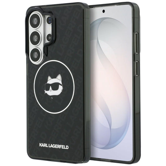 Husa MagSafe pentru Samsung Galaxy S26 Ultra S948, Karl Lagerfeld, IML Choupette Head on KL Repeated Logo, Neagra