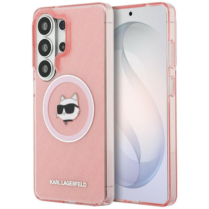 Husa MagSafe pentru Samsung Galaxy S26 Ultra S948, Karl Lagerfeld, IML Choupette Head on KL Repeated Logo, Roz