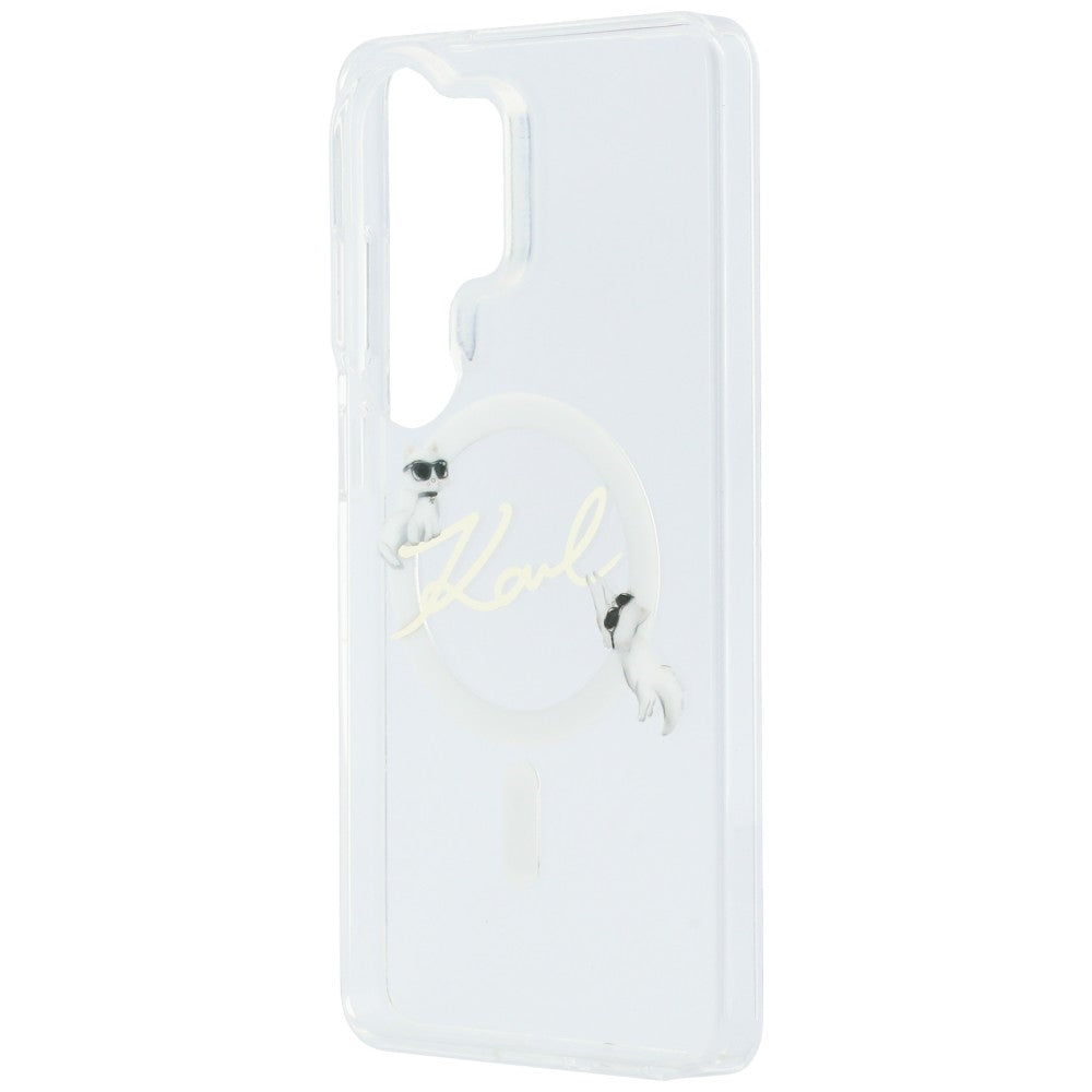 Husa MagSafe pentru Samsung Galaxy S26 Ultra S948, Karl Lagerfeld, IML Choupette Karl Script Logo, Alba