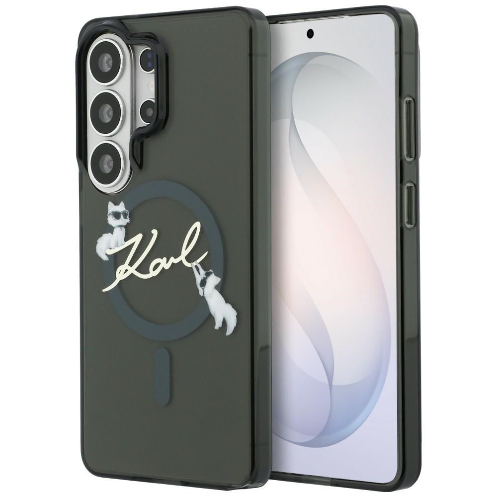 Husa MagSafe pentru Samsung Galaxy S26 Ultra S948, Karl Lagerfeld, IML Choupette Karl Script Logo, Neagra