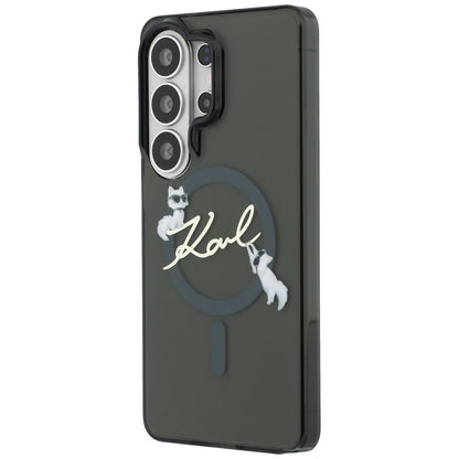 Husa MagSafe pentru Samsung Galaxy S26 Ultra S948, Karl Lagerfeld, IML Choupette Karl Script Logo, Neagra