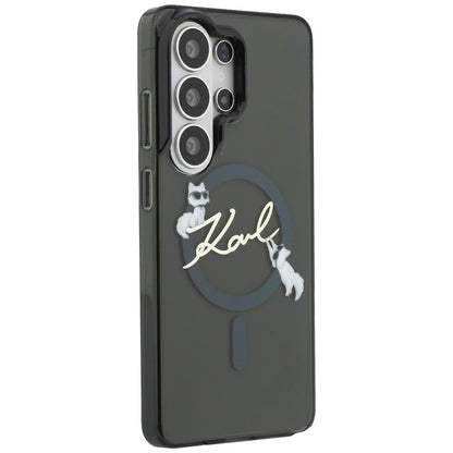Husa MagSafe pentru Samsung Galaxy S26 Ultra S948, Karl Lagerfeld, IML Choupette Karl Script Logo, Neagra