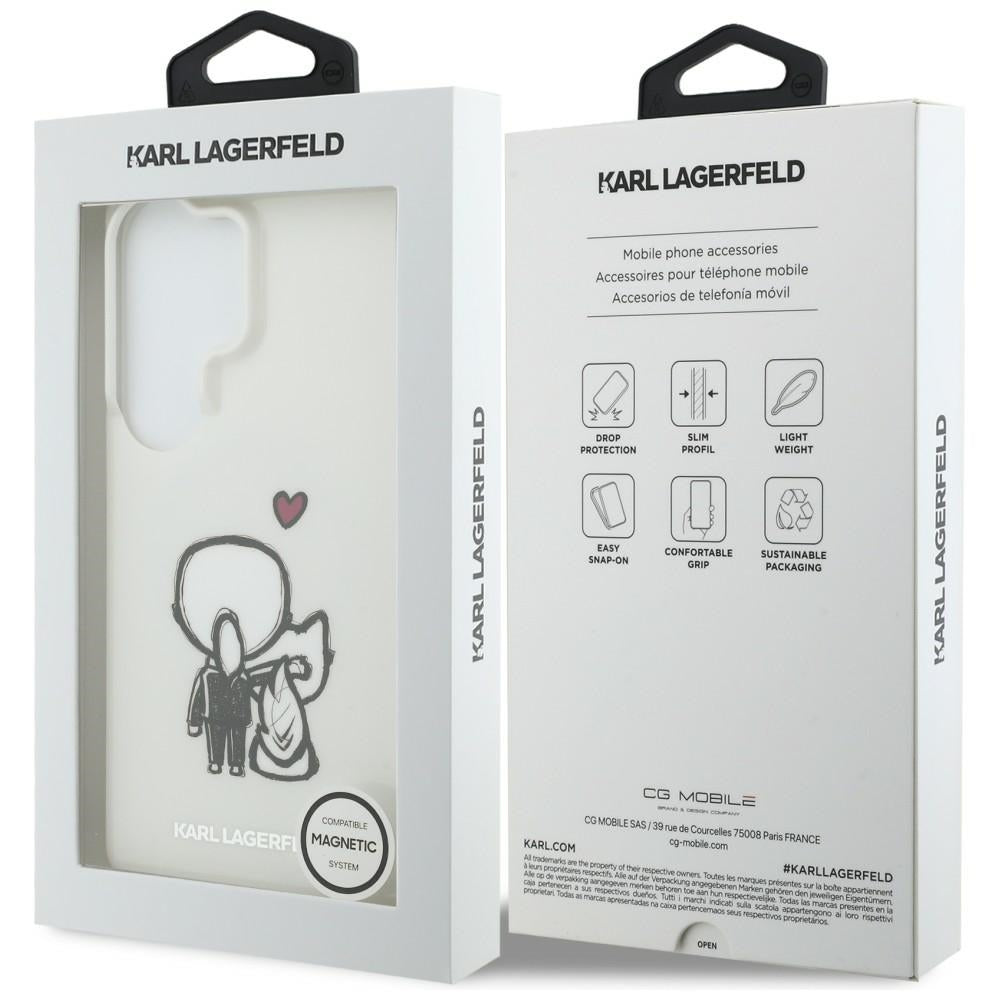Husa MagSafe pentru Samsung Galaxy S26 Ultra S948, Karl Lagerfeld, IML Karl & Choupette Back Logo, Alba