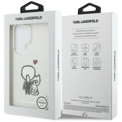 Husa MagSafe pentru Samsung Galaxy S26 Ultra S948, Karl Lagerfeld, IML Karl & Choupette Back Logo, Alba