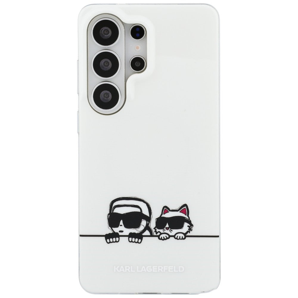 Husa MagSafe pentru Samsung Galaxy S26 Ultra S948, Karl Lagerfeld, IML Karl & Choupette Peekaboo Logo, Alba