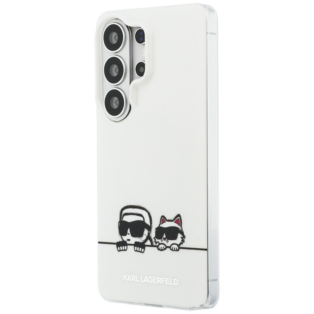 Husa MagSafe pentru Samsung Galaxy S26 Ultra S948, Karl Lagerfeld, IML Karl & Choupette Peekaboo Logo, Alba