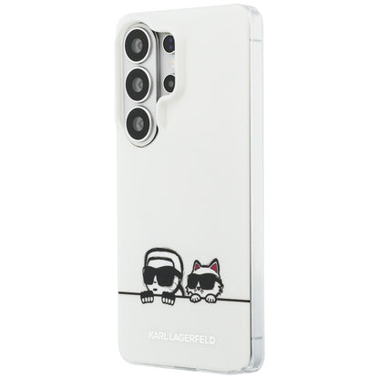 Husa MagSafe pentru Samsung Galaxy S26 Ultra S948, Karl Lagerfeld, IML Karl & Choupette Peekaboo Logo, Alba