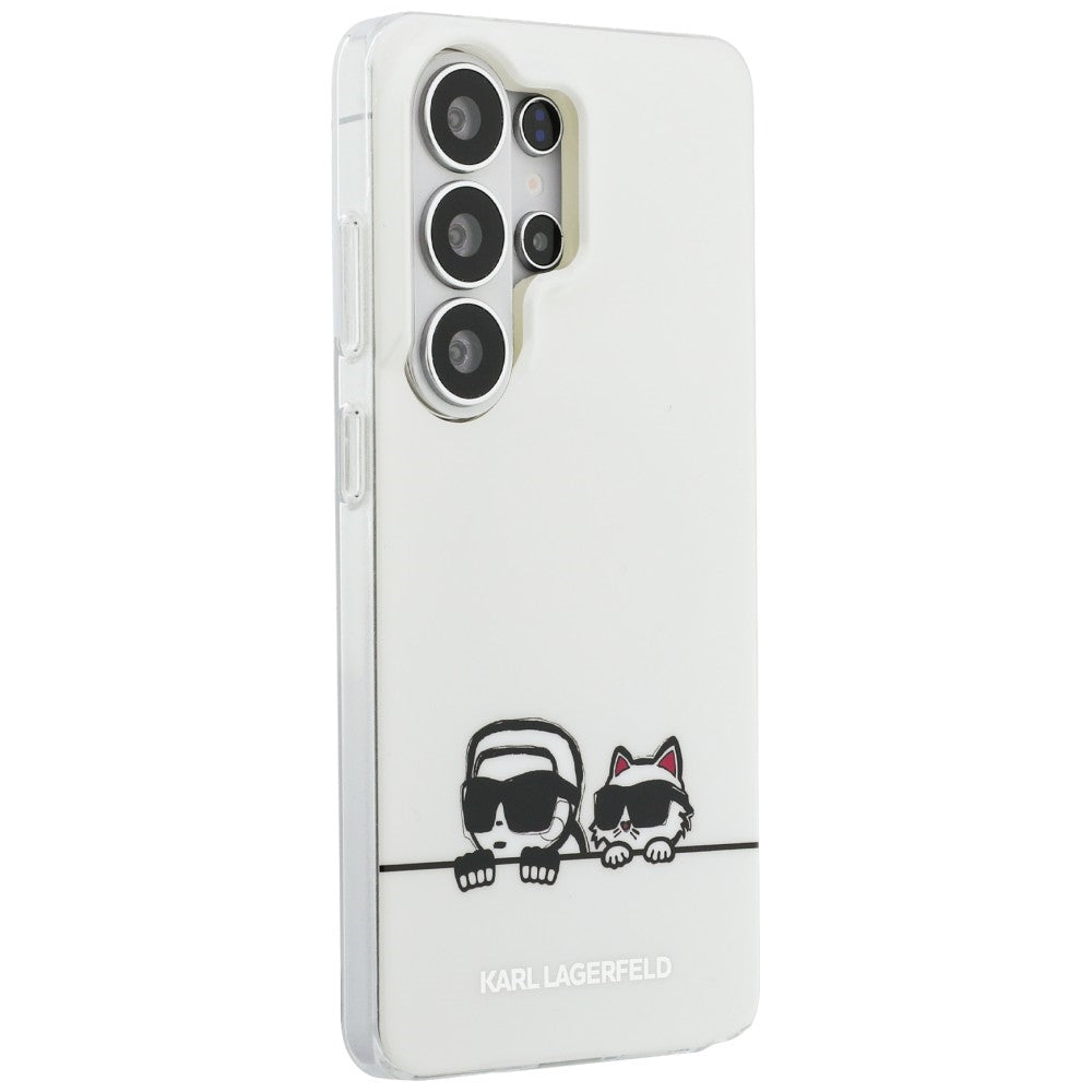Husa MagSafe pentru Samsung Galaxy S26 Ultra S948, Karl Lagerfeld, IML Karl & Choupette Peekaboo Logo, Alba