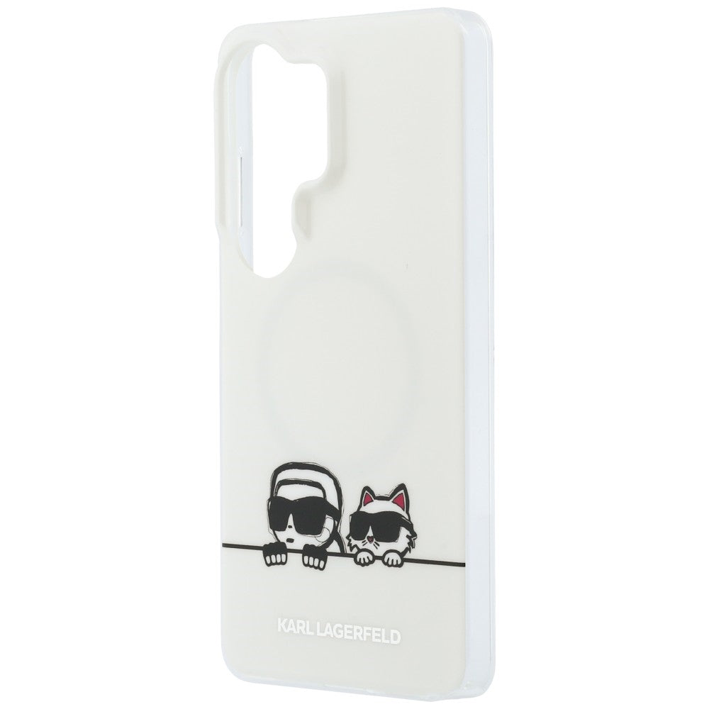 Husa MagSafe pentru Samsung Galaxy S26 Ultra S948, Karl Lagerfeld, IML Karl & Choupette Peekaboo Logo, Alba