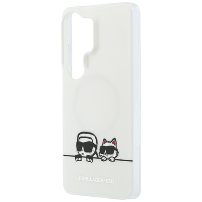Husa MagSafe pentru Samsung Galaxy S26 Ultra S948, Karl Lagerfeld, IML Karl & Choupette Peekaboo Logo, Alba