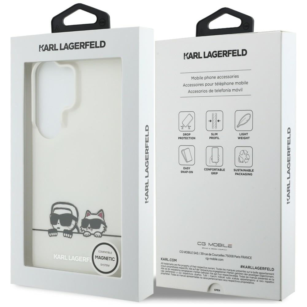 Husa MagSafe pentru Samsung Galaxy S26 Ultra S948, Karl Lagerfeld, IML Karl & Choupette Peekaboo Logo, Alba