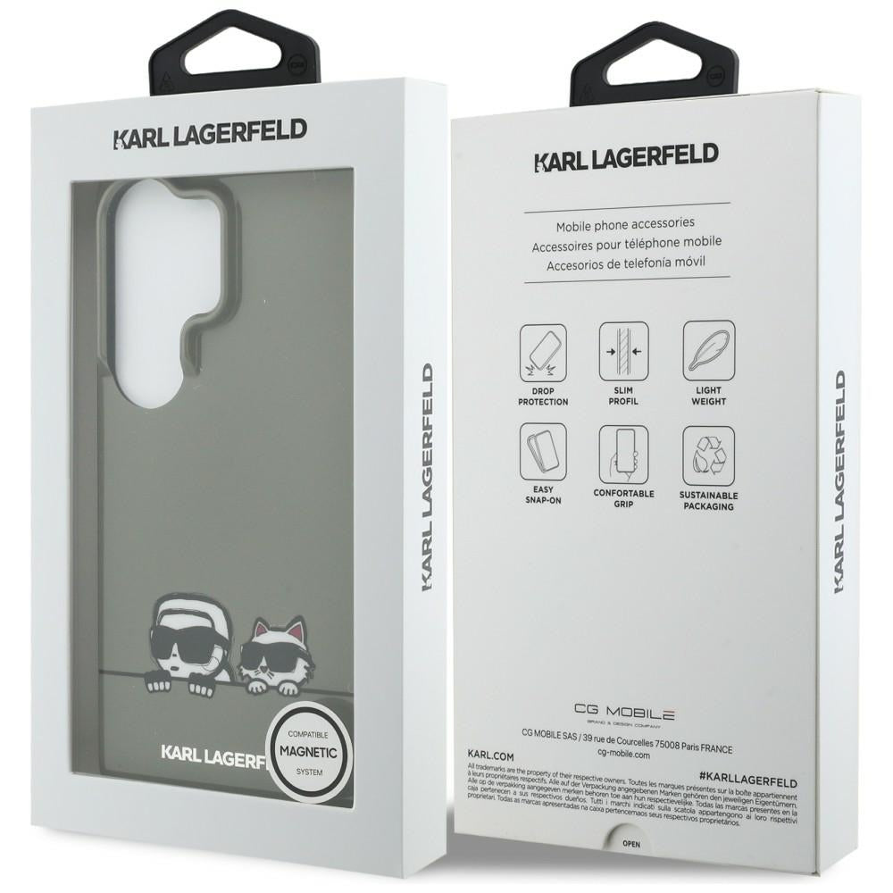 Husa MagSafe pentru Samsung Galaxy S26 Ultra S948, Karl Lagerfeld, IML Karl & Choupette Peekaboo Logo, Neagra