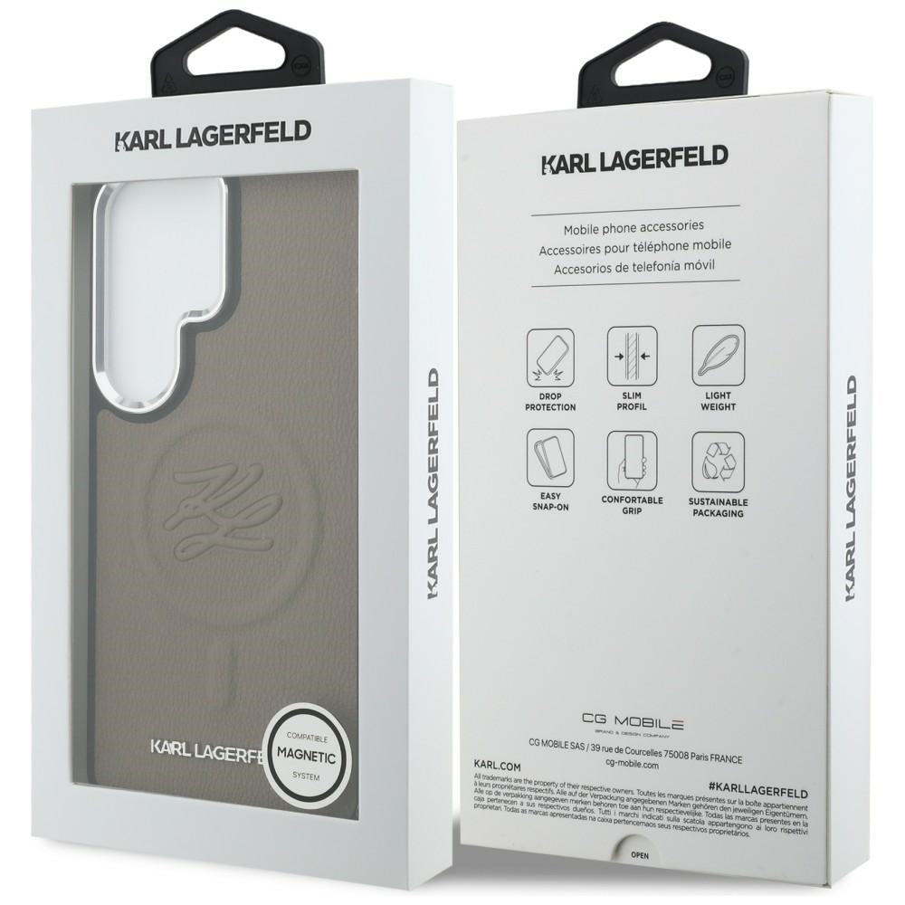 Husa MagSafe pentru Samsung Galaxy S26 Ultra S948, Karl Lagerfeld, Initial Logo Debossed, Maro