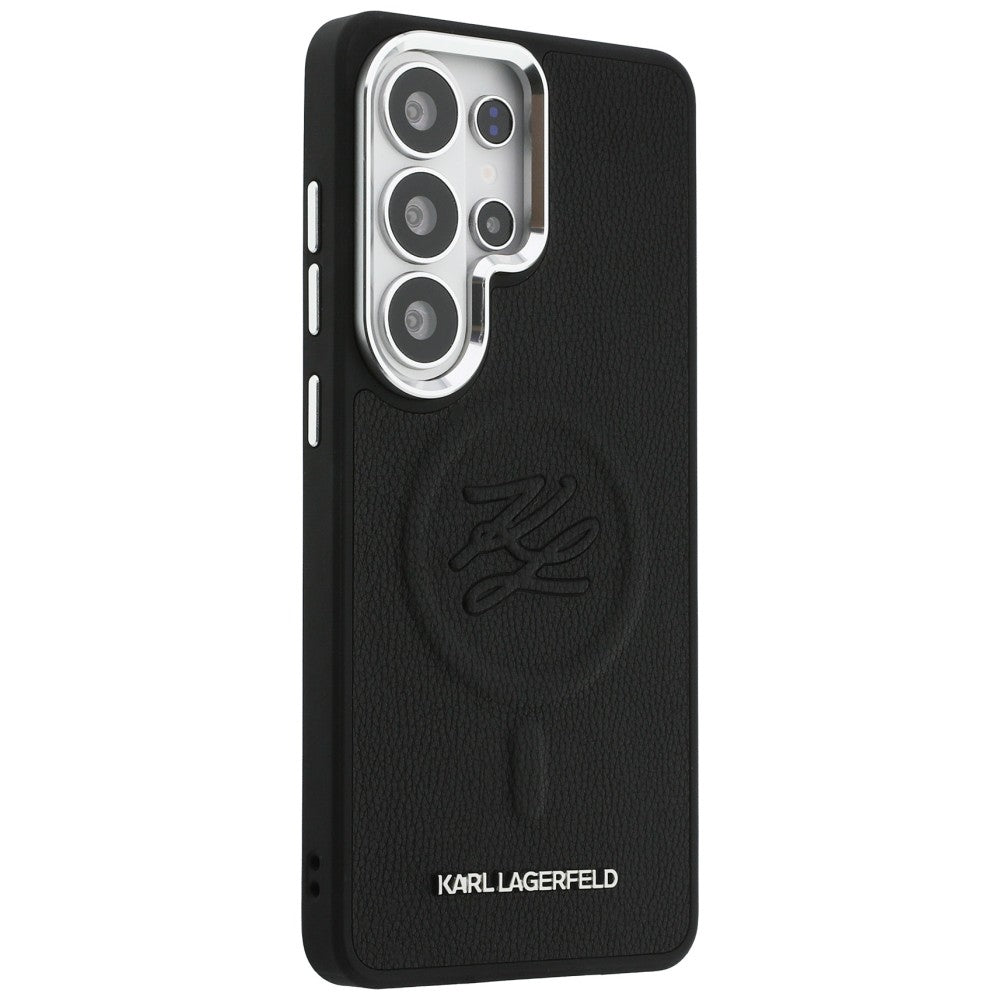 Husa MagSafe pentru Samsung Galaxy S26 Ultra S948, Karl Lagerfeld, Initial Logo Debossed, Neagra