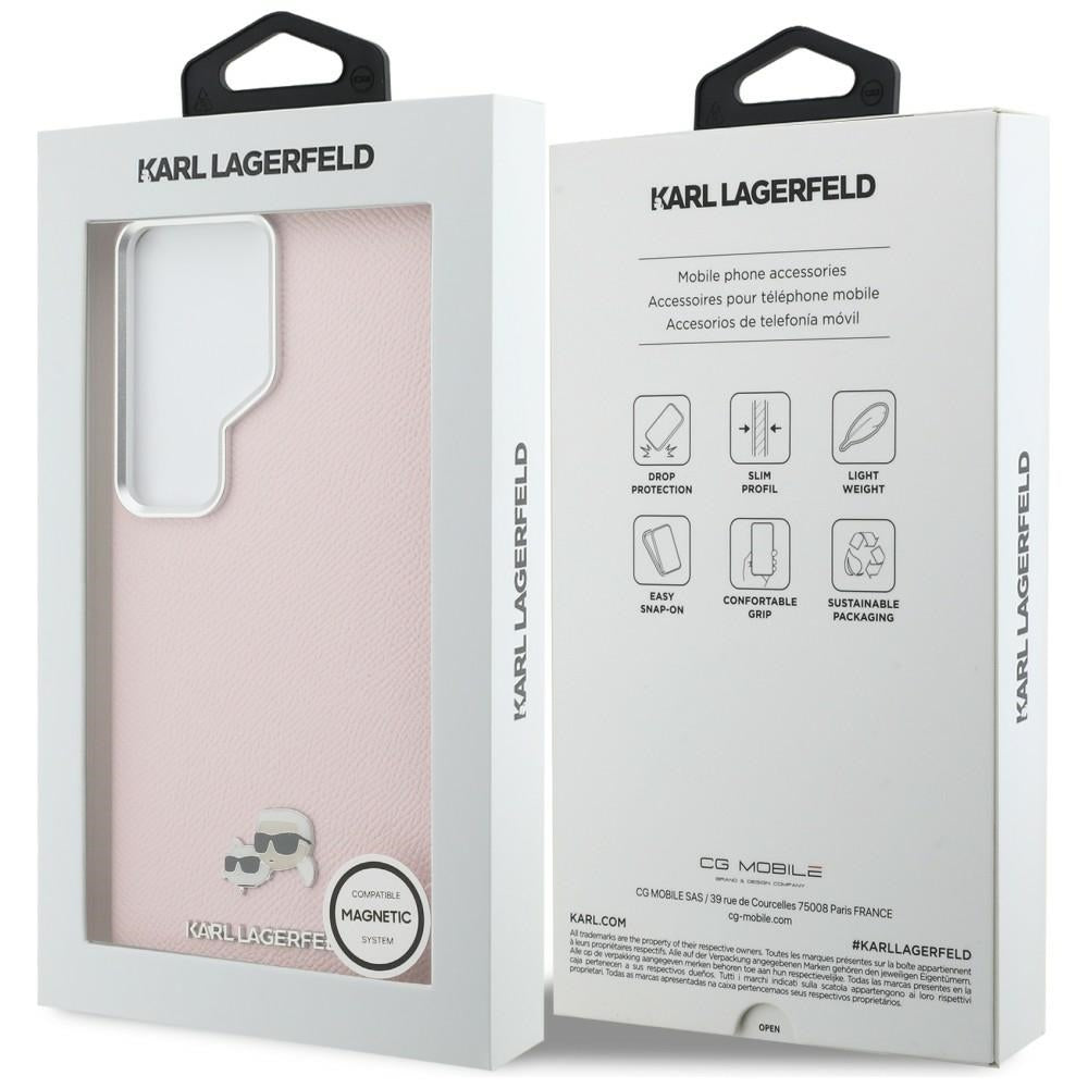 Husa MagSafe pentru Samsung Galaxy S26 Ultra S948, Karl Lagerfeld, Karl & Choupette Head's Pin, Roz